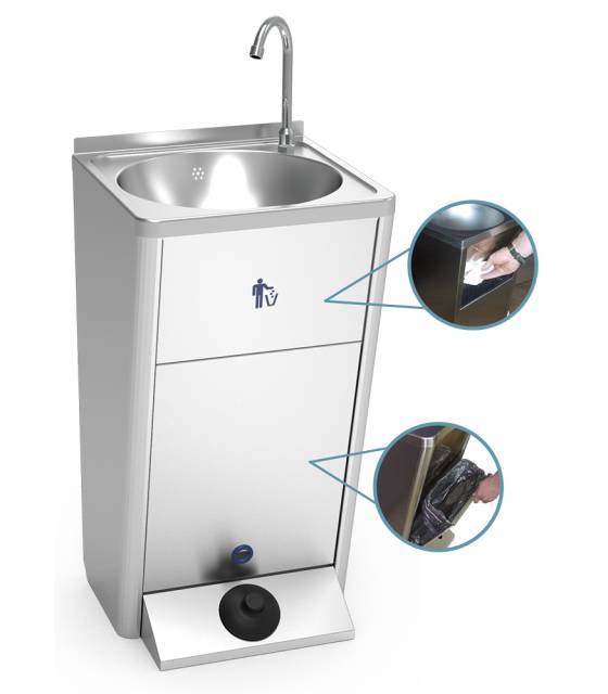 Lavamanos autónomo doble pulsador fría y caliente Lavamanos Inox Portátil Fricosmos FC-061466