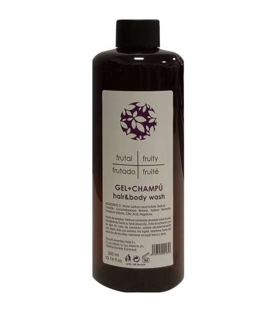 Botella Gel & Champú 300ml Ambar 40 uds Gel y Jabón Geyushi GY-BOTGCHAM