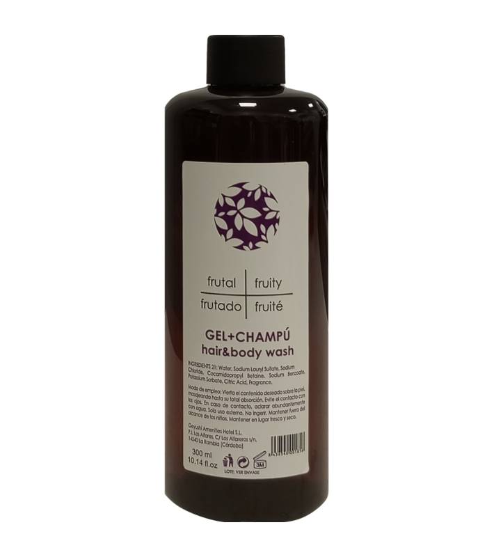 Botella Gel & Champú 300ml Ambar 40 uds Gel y Jabón Geyushi GY-BOTGCHAM