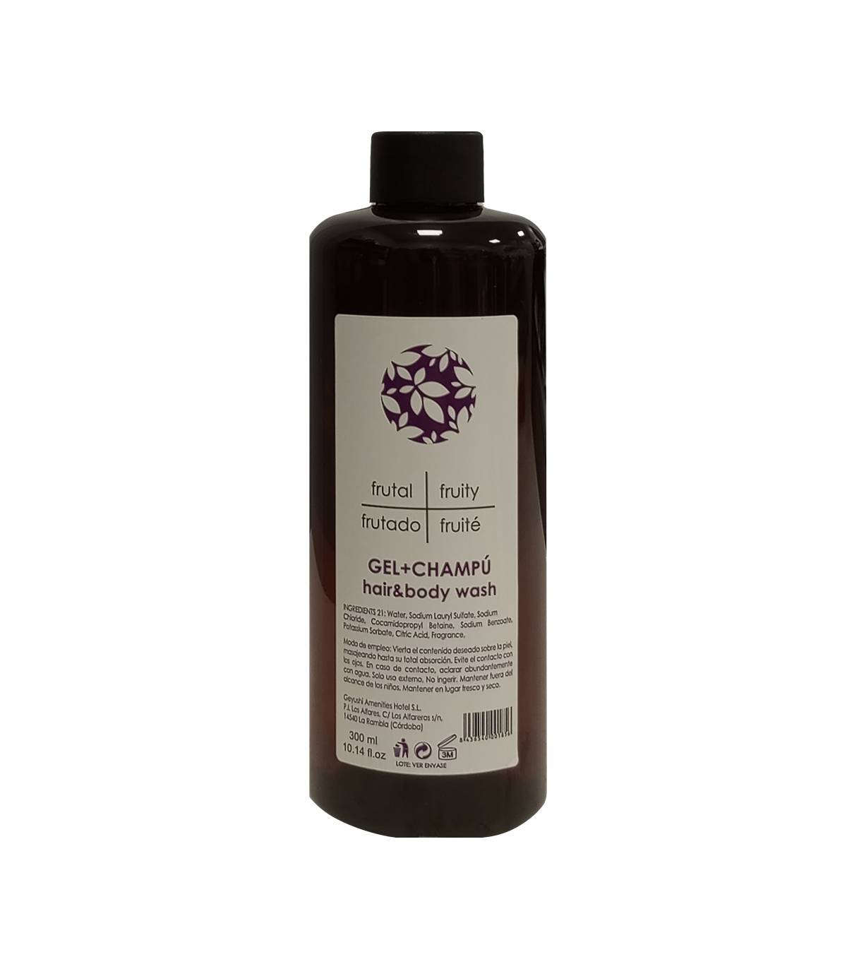 Botella Gel & Champú 300ml Ambar 40 uds Gel y Jabón Geyushi GY-BOTGCHAM