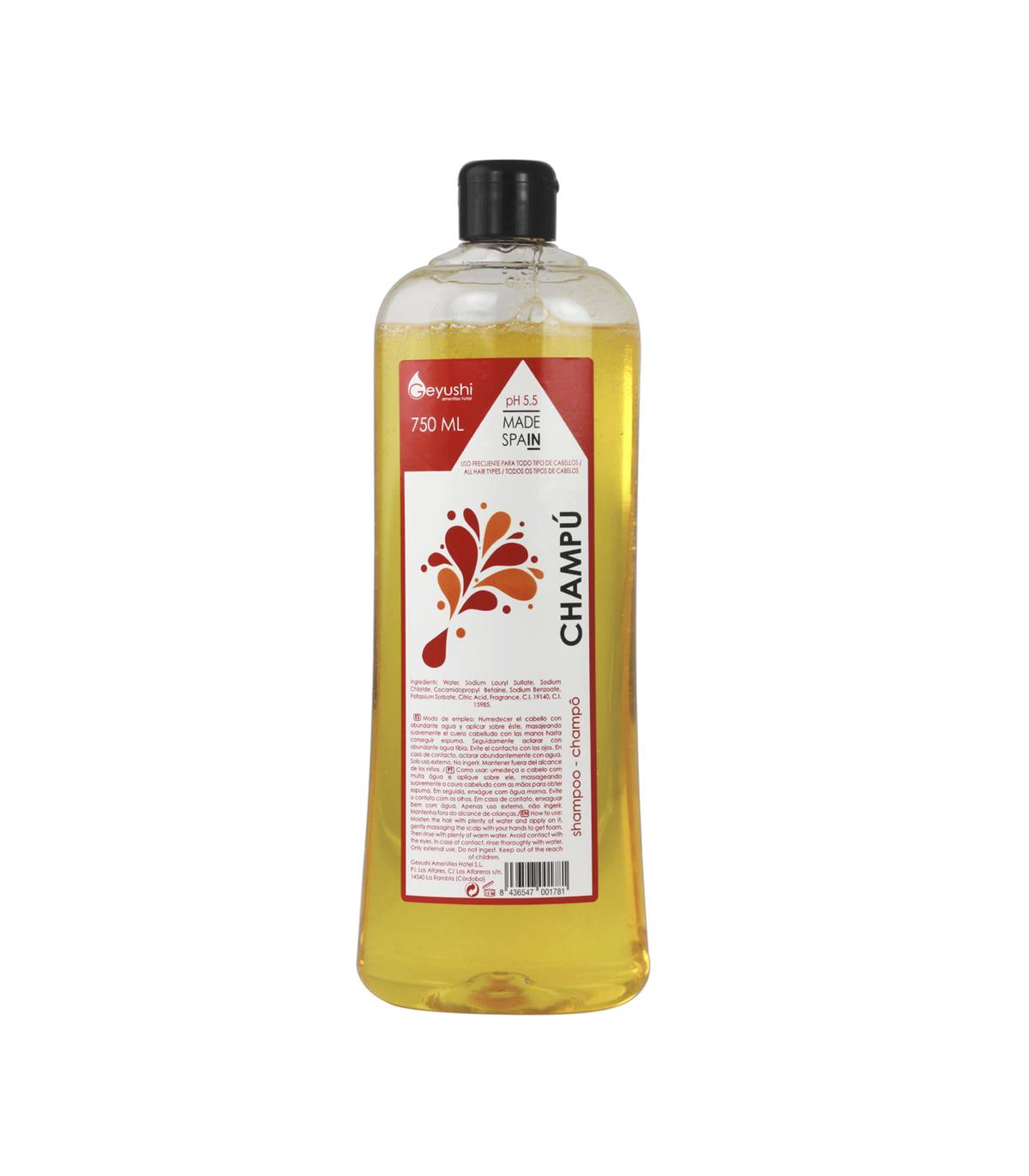 Botella Champú 750ml 28 uds Champú Geyushi GY-B750CHD