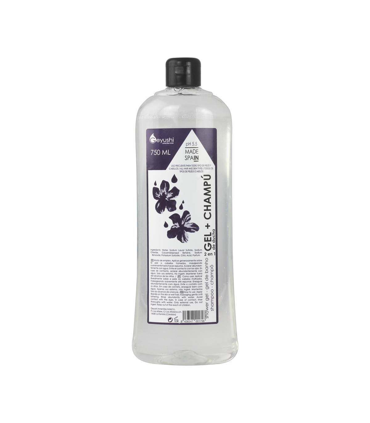 Botella Gel & Champú 750ml 28uds Gel y Jabón Geyushi GY-B750GCHD