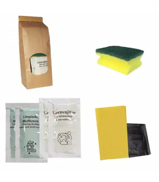 Kit Limpieza Apartamentos Sachet Kraft 60 uds Kit Limpieza Apartamentos Geyushi GY-KLIMS15K
