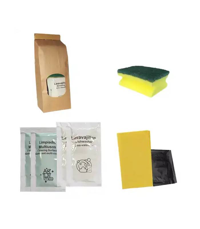 Kit Limpieza Apartamentos Sachet Kraft 60 uds Kit Limpieza Apartamentos Geyushi GY-KLIMS15K