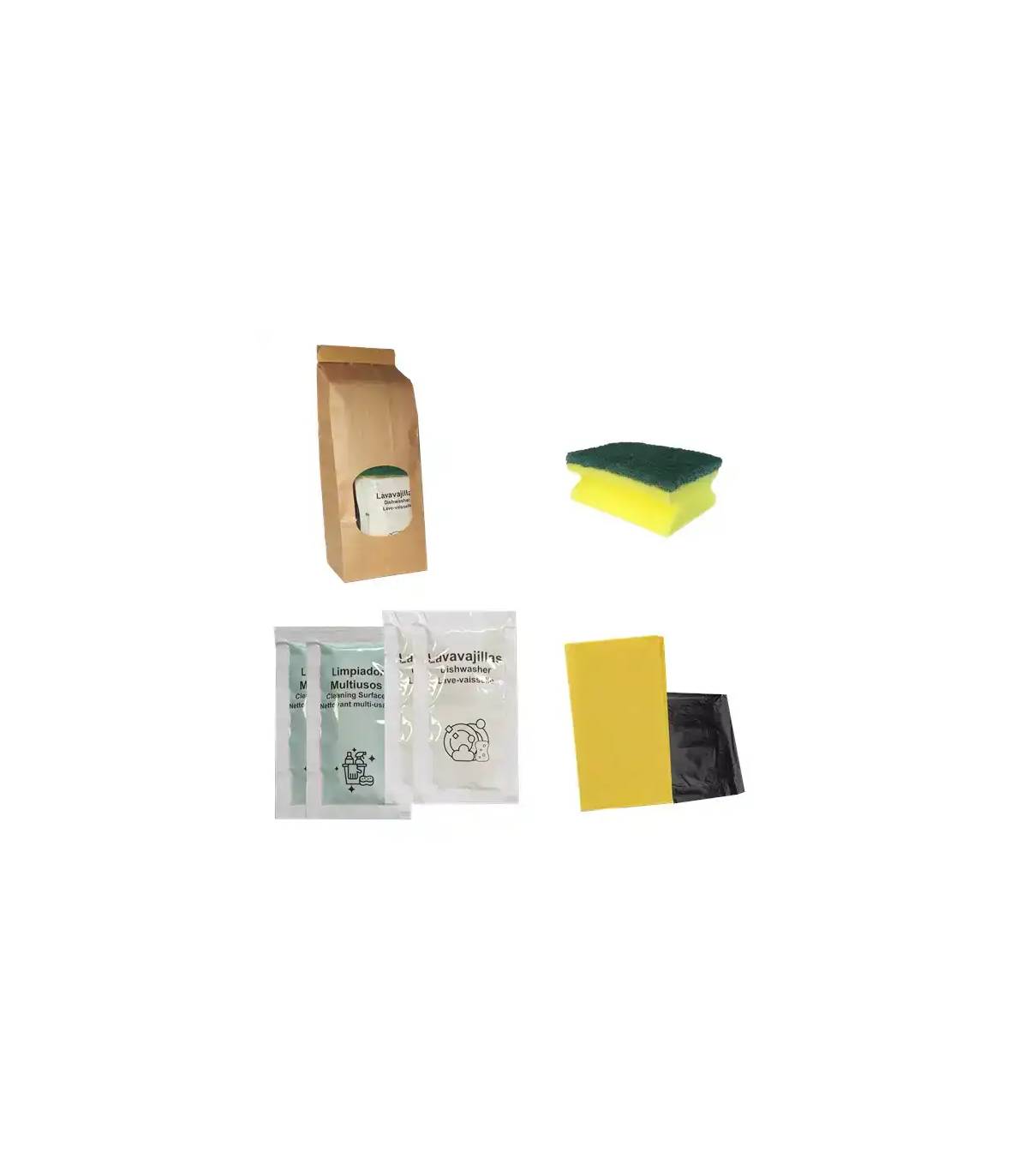 Kit Limpieza Apartamentos Sachet Kraft 60 uds Kit Limpieza Apartamentos Geyushi GY-KLIMS15K