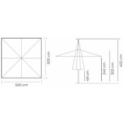 Parasol Terraza Giant 5x5 m Poliéster Beige Parasoles Grandes CONVA CO865P30