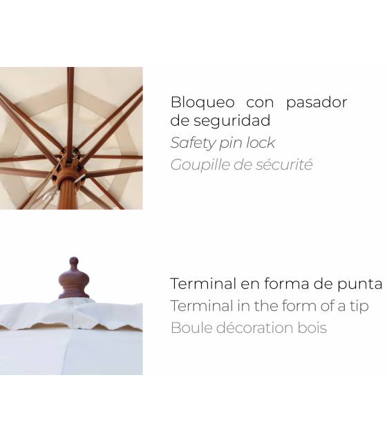 Sombrilla Madera Plus Redonda Ø3m Olefin Parasoles Redondos CONVA CO843OL