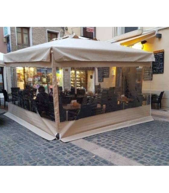 Conjunto Parasol 4m con Cortinas y Base con Ruedas Conva Cerramiento Parasoles CONVA CO-894.802410OL.BASE01