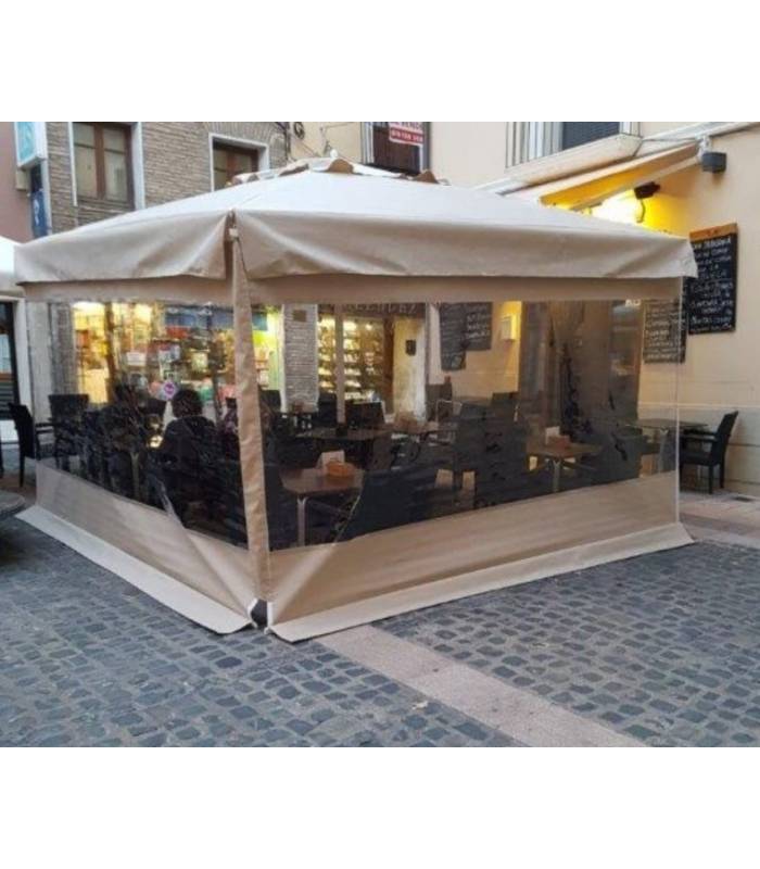Conjunto Parasol 4m con Cortinas y Base con Ruedas Conva Cerramiento Parasoles CONVA CO-894.802410OL.BASE01