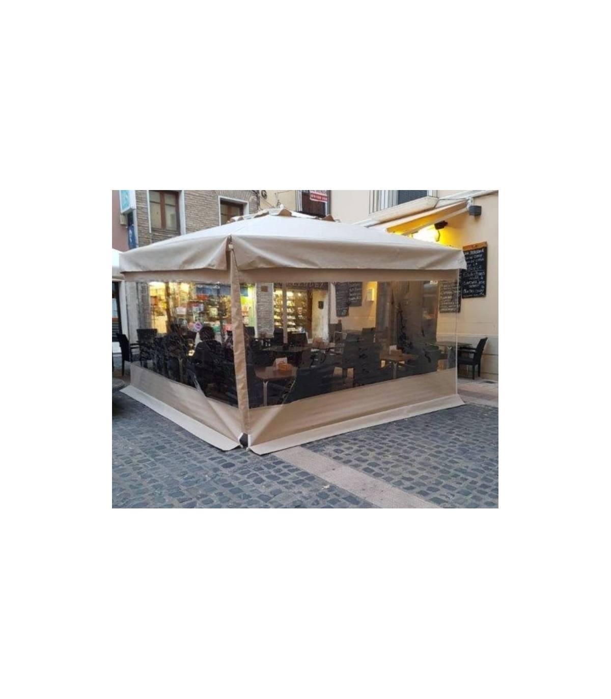 Conjunto Parasol 4m con Cortinas y Base con Ruedas Conva Cerramiento Parasoles CONVA CO-894.802410OL.BASE01
