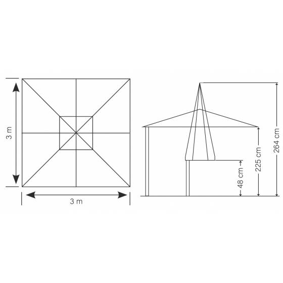 Parasol Lateral Plus 3x3m Colores Parasoles Cuadrados CONVA CO879A