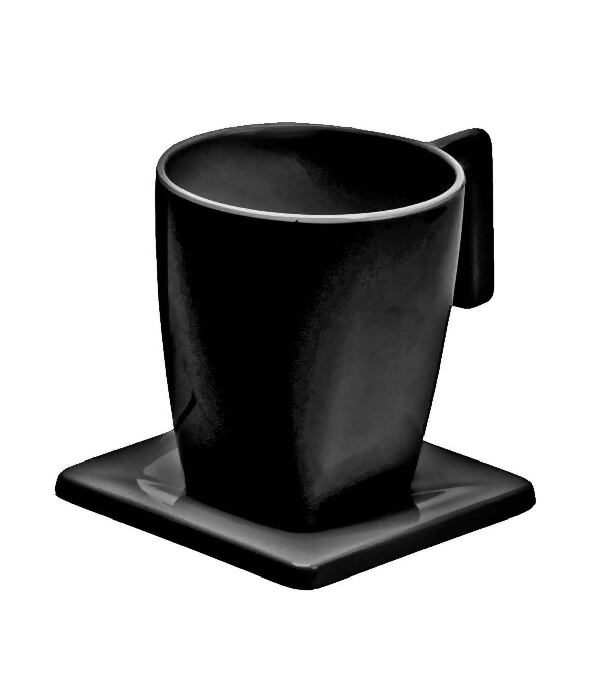 Taza y Plato Maestro 200 ml negro Bandejas de Kettles JVD JV8661164