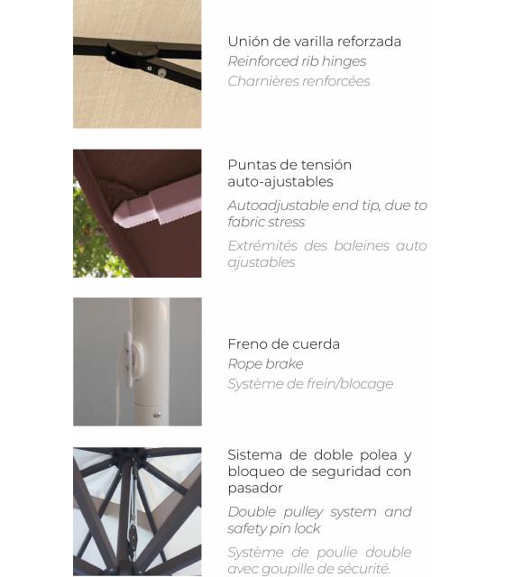 Parasol Terraza Heavy Duty Ø3m Poliéster Parasoles Redondos CONVA CO876P30