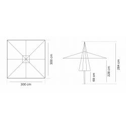 Parasol Plaza 3x3 Poliéster Beige Parasoles Cuadrados CONVA CO898P30