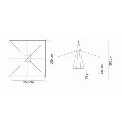 Sombrilla Terraza Patio 2,5x2,5 Poliéster Beige Parasoles Cuadrados CONVA CO897P30