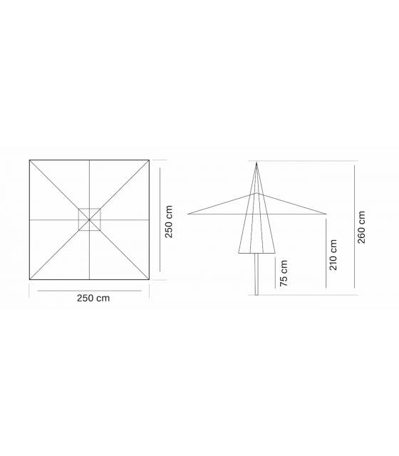 Sombrilla Terraza Patio 2,5x2,5 Poliéster Beige Parasoles Cuadrados CONVA CO897P30
