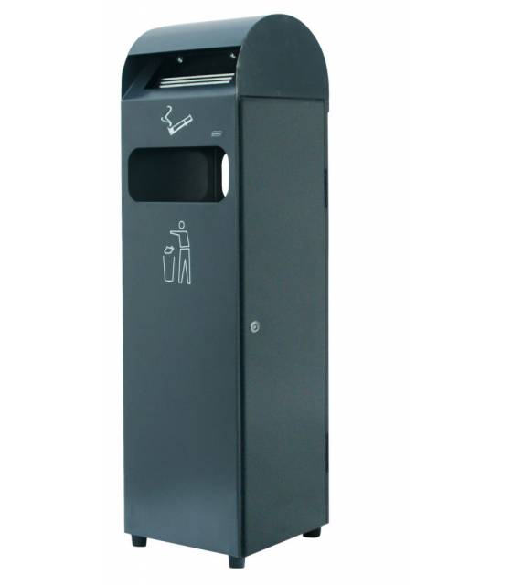 Papelera 29L con Cenicero Acero Galvanizado Papeleras Exterior  JV8991062