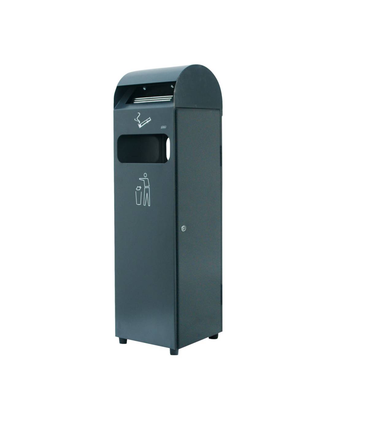 Papelera 29L con Cenicero Acero Galvanizado Papeleras Exterior  JV8991062