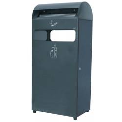 Papelera 50L con Cenicero Acero Galvanizado Papeleras Exterior  JV8991082