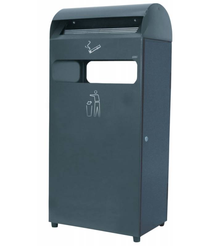 Papelera 50L con Cenicero Acero Galvanizado Papeleras Exterior  JV8991082