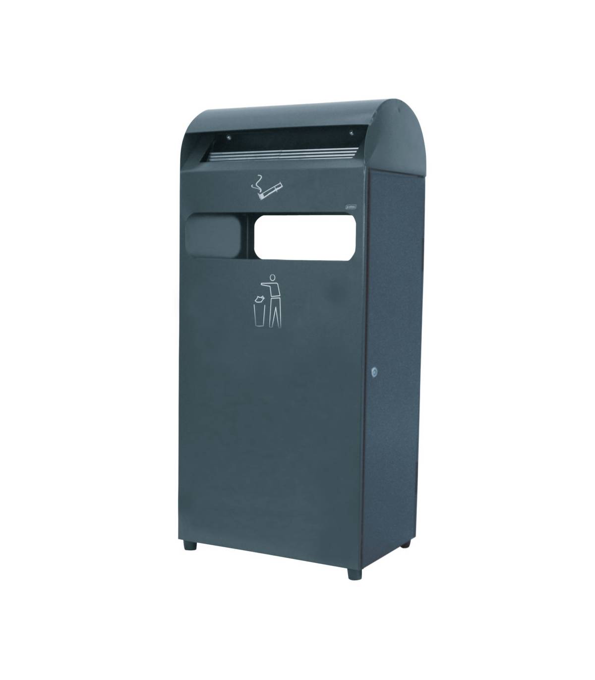 Papelera 50L con Cenicero Acero Galvanizado Papeleras Exterior  JV8991082