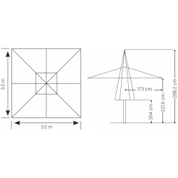 Parasol Terraza Heavy Duty 3,5 x 3,5 Olefin Parasoles Cuadrados CONVA CO895OL