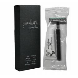 Kit Afeitar Hotel con Tubo Crema Serie Grafito 500uds Amenities Geyushi GY-SETAGRF