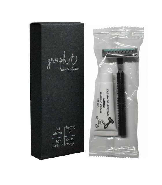 Kit Afeitar Hotel con Tubo Crema Serie Grafito 500uds Amenities Geyushi GY-SETAGRF