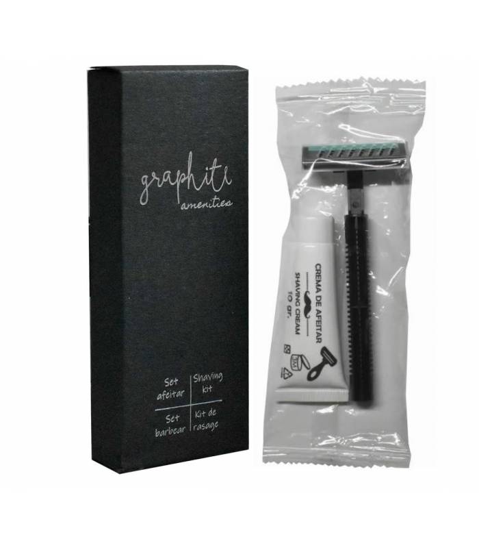 Kit Afeitar Hotel con Tubo Crema Serie Grafito 500uds Amenities Geyushi GY-SETAGRF