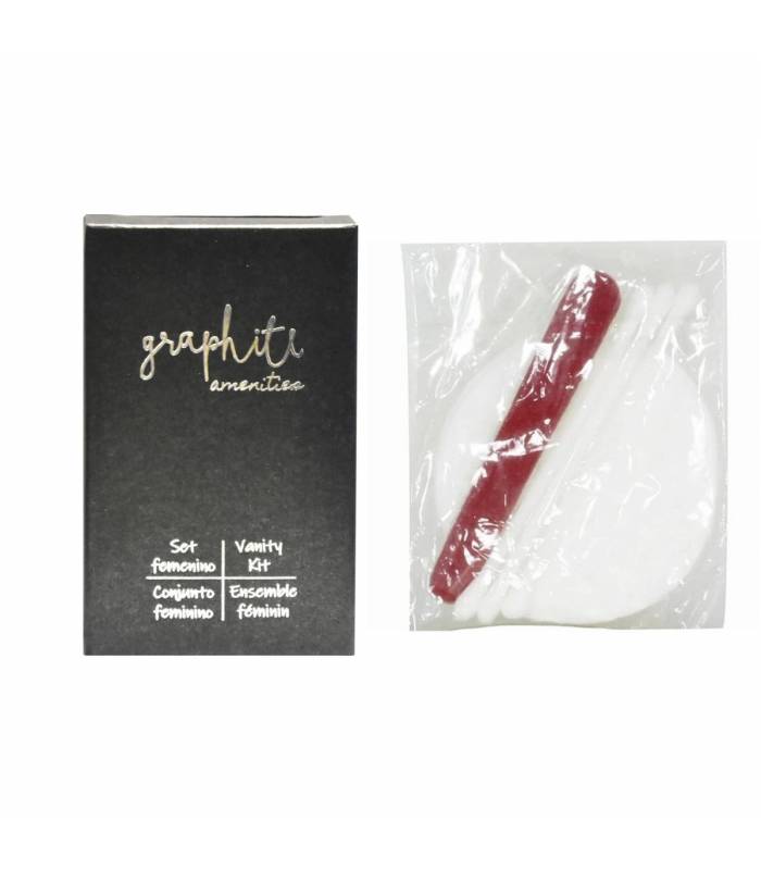 Vanity Kit Femenino Serie Grafito 1000uds Amenities Geyushi GY-SDEGRF