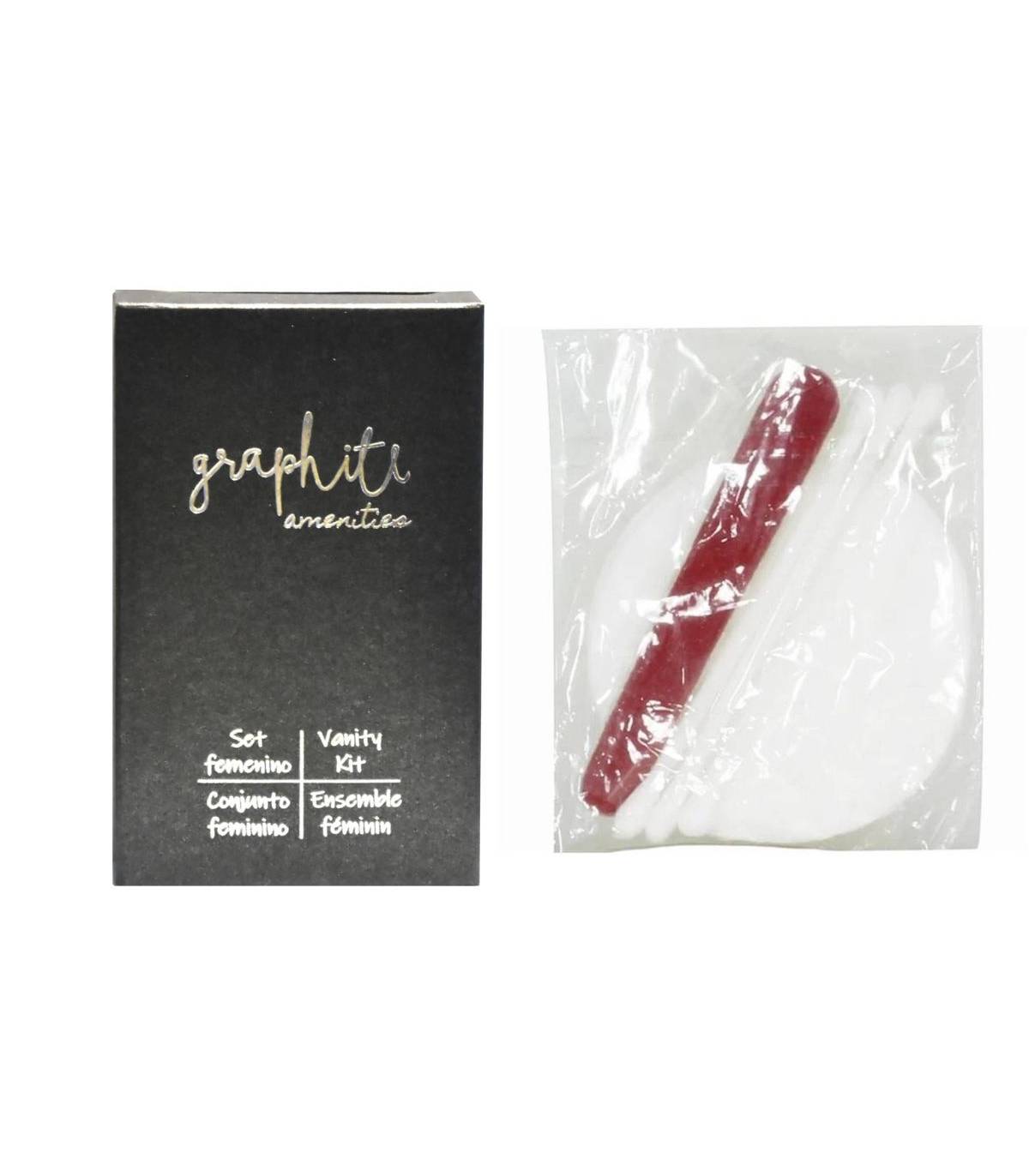 Vanity Kit Femenino Serie Grafito 1000uds Amenities Geyushi GY-SDEGRF
