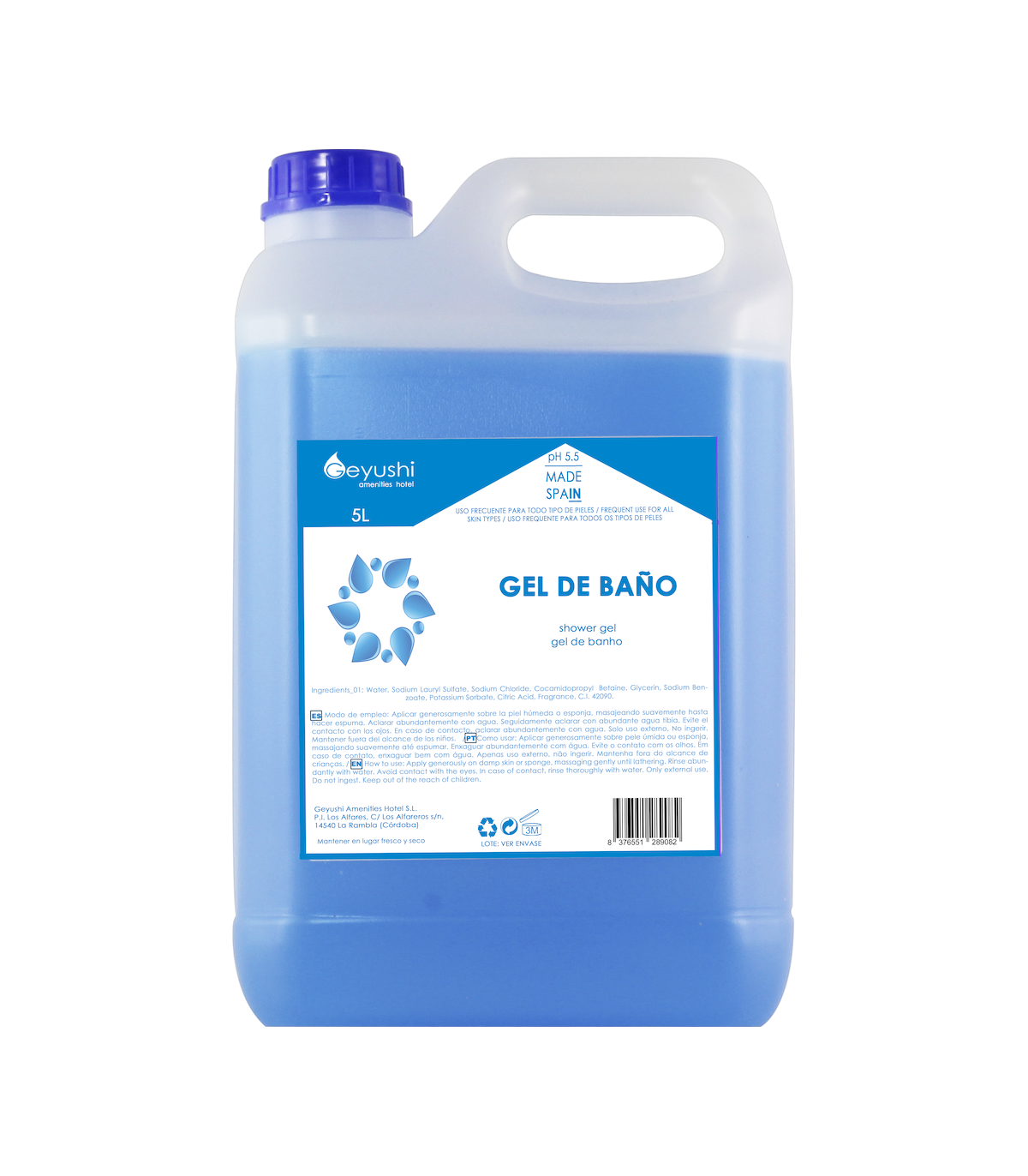 Gel de Baño garrafa 5 litros 4 unidades Gel y Jabón Geyushi GY-GARRGEL5L