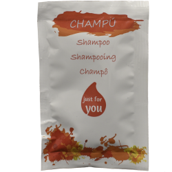 Sobre Champú 10 ml Just For you 200 unds. Champú Geyushi GY-SCHC200