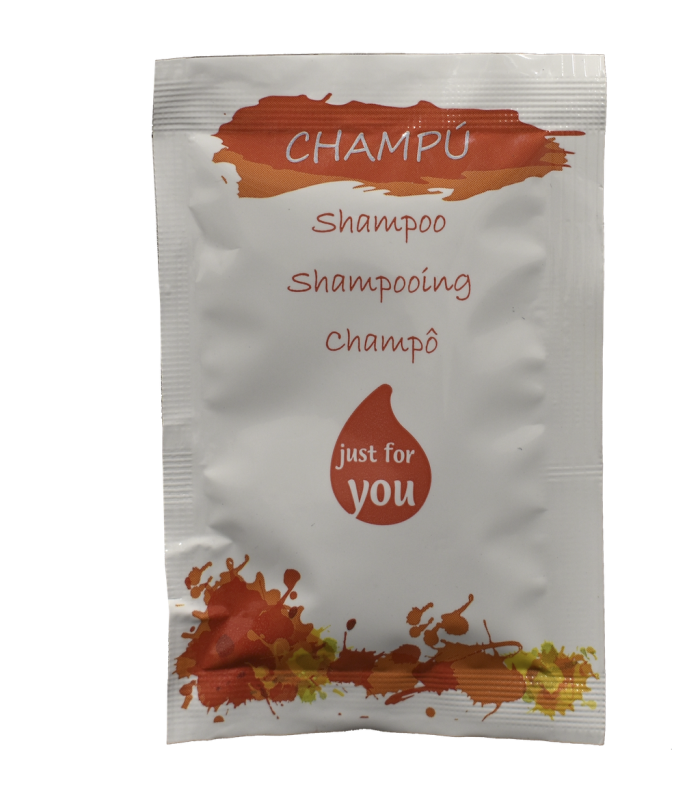 Sobre Champú 10 ml Just For you 200 unds. Champú Geyushi GY-SCHC200