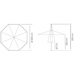Parasol Redondo Ruedo Ø3m Poliéster Beige Parasoles Redondos CONVA CO886P30