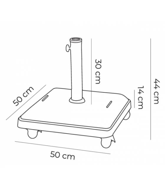 Base Sombrilla Cemento con ruedas 37kg Bases de Parasoles CONVA COLTH137