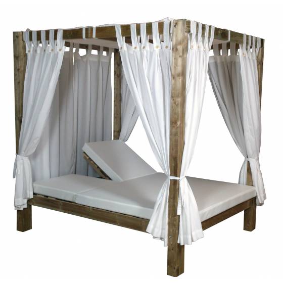 Cama Balinesa Madera Reclinable Tejido Nautico Tumbonas CONVA CPR150NC