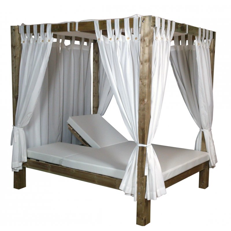 Cama Balinesa Madera Reclinable Tejido Nautico Tumbonas CONVA CPR150NC