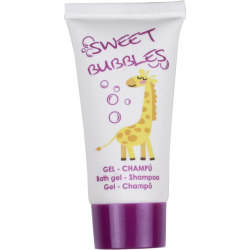Kit Baño Infantil con Esponja Sweet Bubble Bolsa Kraft 60 uds Set Aseo Personal Geyushi GY-KISBCEK