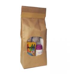 Kit Baño Infantil con Esponja Sweet Bubble Bolsa Kraft 60 uds Set Aseo Personal Geyushi GY-KISBCEK