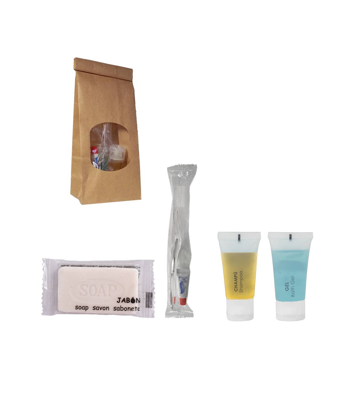 Set Amenities Bolsa Kraft 60 uds Set Aseo Personal Geyushi GY-BFTJSDK