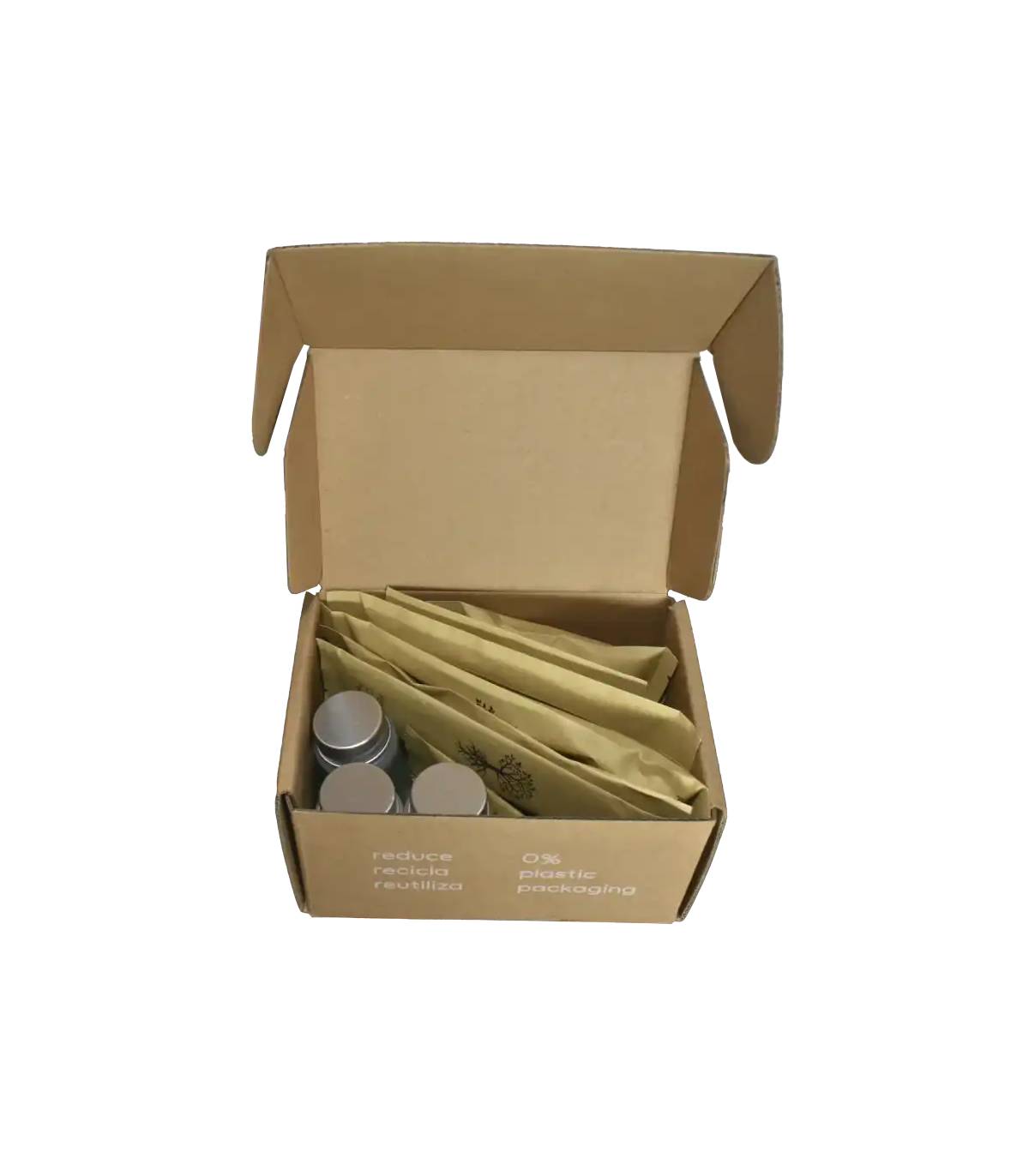 Kit Aseo Terra Nature Caja Cartón Kraft 56 uds Set Aseo Personal Geyushi GY-KTNK