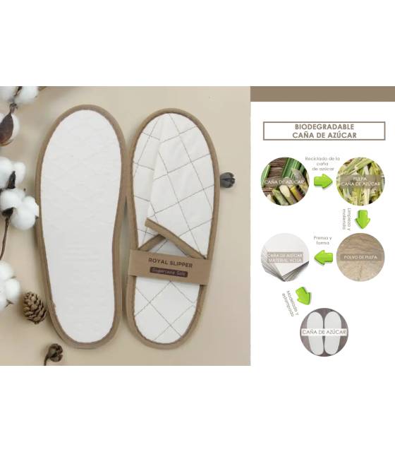 Zapatillas Biodegradables Caña de Azúcar 180 uds Zapatillas Hotel Geyushi GY-2873ZC