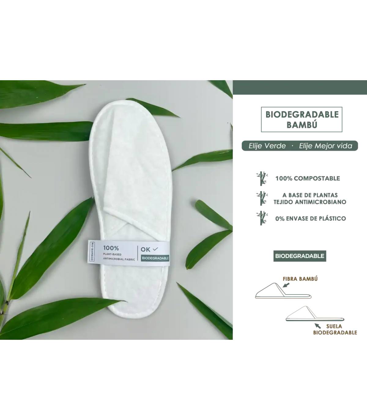 Zapatillas Bambú Biodegradable 200 uds Zapatillas Hotel Geyushi GY-2872ZB